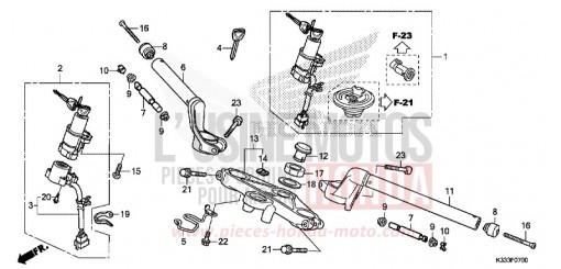 TUYAU DE GUIDON/PONT SUPERIEUR CBR300RAG de 2016